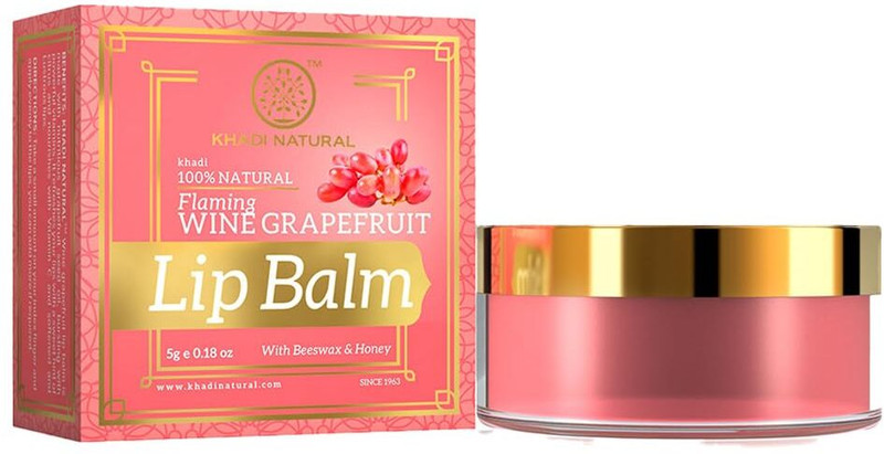KHADI NATURAL Lip Balm with Beeswax & Shea Butter – Hydrating & Nourishing Care Wine Grapefruit(Pack of: 1, 5 g)