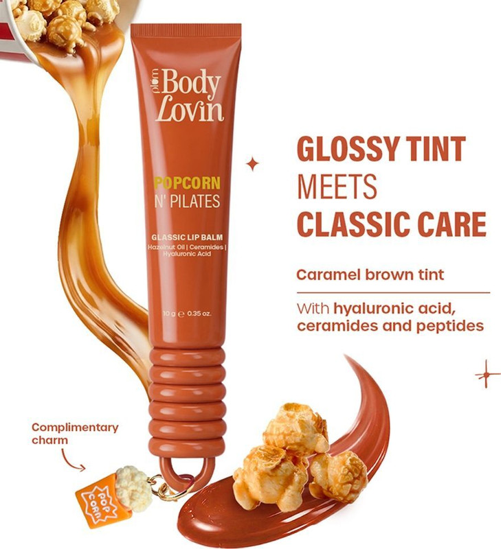 Plum BodyLovin' Popcorn N' Pilates Glassic Lip Balm | Caramel Brown Gloss Tint Caramel Popcorn(Pack of: 1, 10 g)