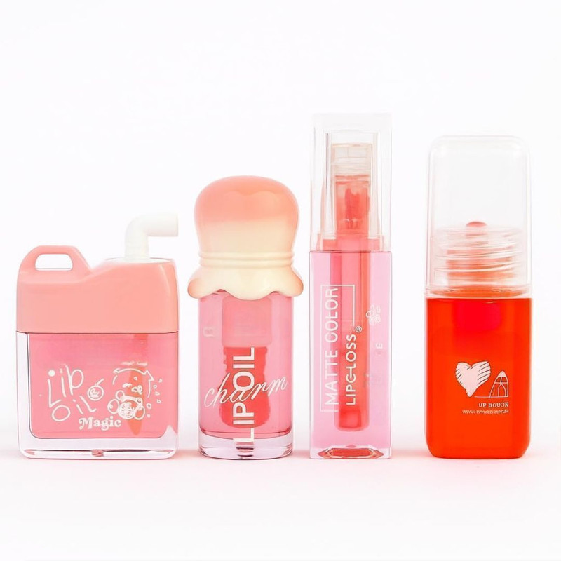 beinina Korean Cute Lip Oil Gloss Set of 4 Pcs | Long Lasting Plumper Waterproof 4pcs Fruit(Pack of: 4, 16 g)