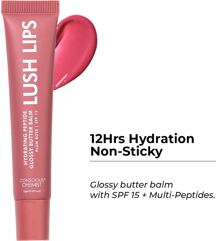 Conscious Chemist Peptide Lip Balm SPF15 | Dark Lip Lightening | Plum Rose Tint Plum Rose(Pack of: 1, 15 g)