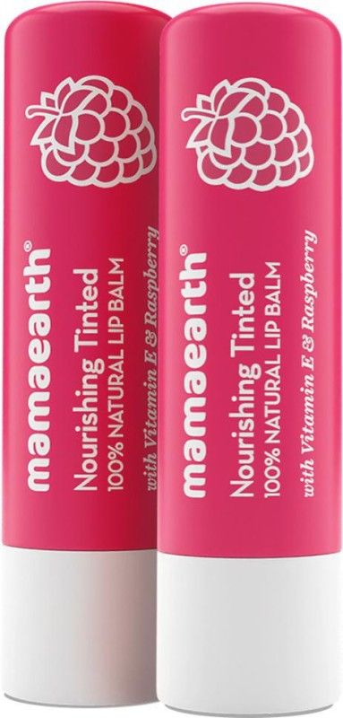 MamaEarth Nourishing Tinted 100% Natural Lip Balm with Vitamin E and Raspberry (Pack Of 2) Raspberry  (Pack of: 2, 4 g)