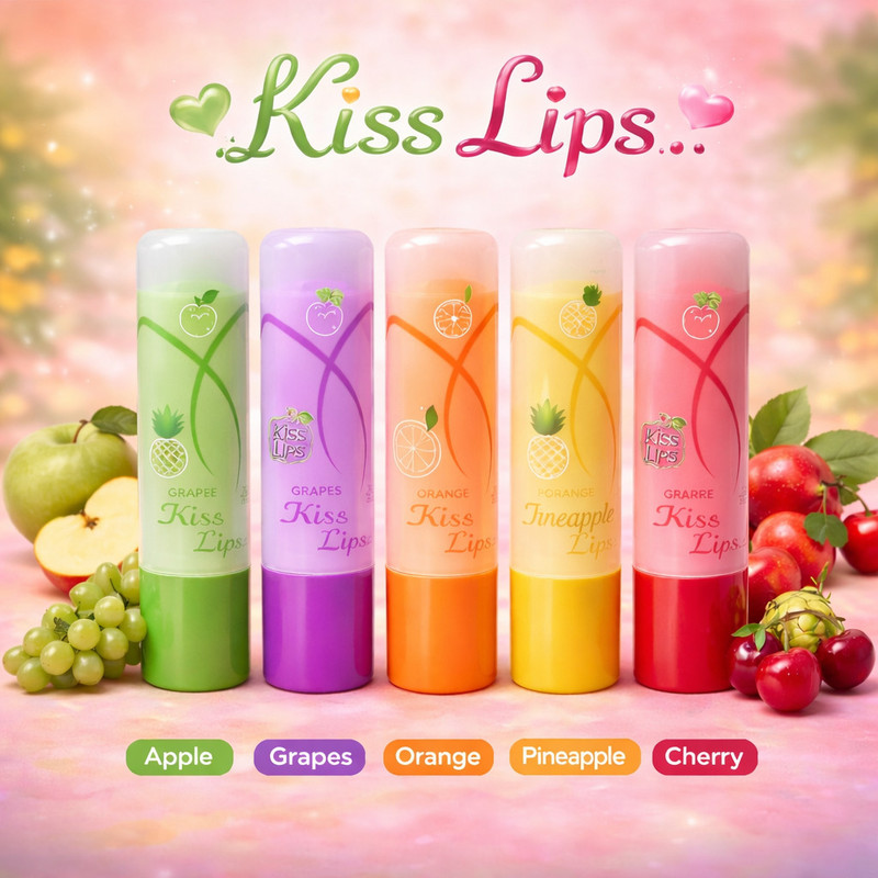 Elan beaute Kiss Lips Lip Balm Stick | Assorted Fruit Flavours | Daily Lip Care Mix(Pack of: 5, 25 g)