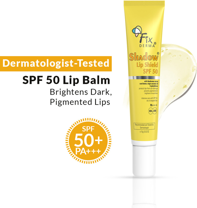 Fixderma Shadow SPF 50 Lip Shield, Sunscreen Lip Balm Prevents Pigmentation & Sun Damage, Unflavored(Pack of: 1, 15 g)