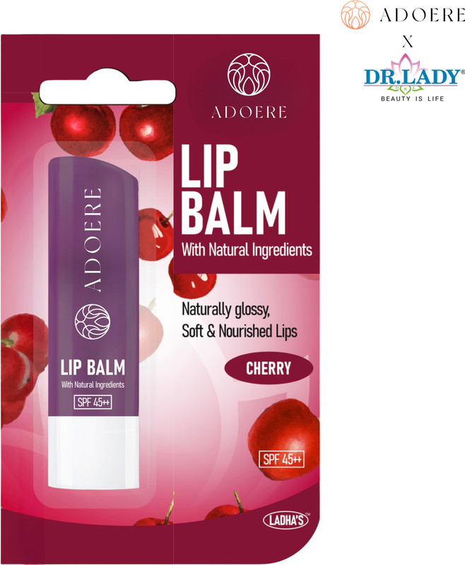 Adoere Cherry Lip Balm with SPF 45++: Natural Hydration, Sun Protection, Kissable Lips Cherry(Pack of: 1, 5 g)