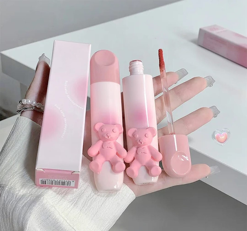 HSQ Teddy Bear Lip Gloss with Long-Lasting Moisturizing Shine Non-Sticky Glossy(5 ml, Pink) - 74% off at DetectaDeal