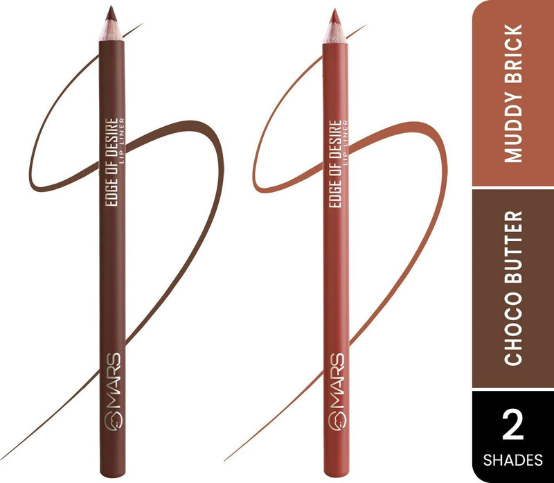 MARS Matte Lip Liner | Smooth Application, Long Lasting & Travel friendly Lip Pencil(CHOCO BUTTER + MUDDY BRICK) - 12% off at DetectaDeal
