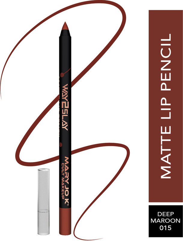 MARY JO K Matte Lip Pencil | Creamy Texture | Bold, Long-Lasting & Defined Matte Finish(15 - DEEP MAROON)