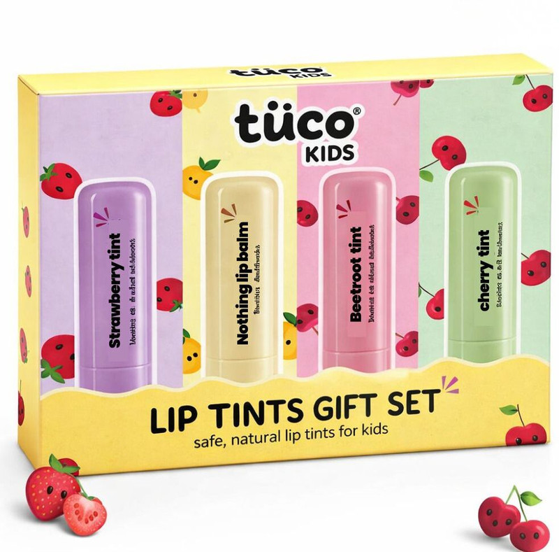 TuCo Kids Lip & Cheek Tint Set of 4 | Natural Makeup for Kids | Safe, Chemical-Free Lip Stain(18 g)