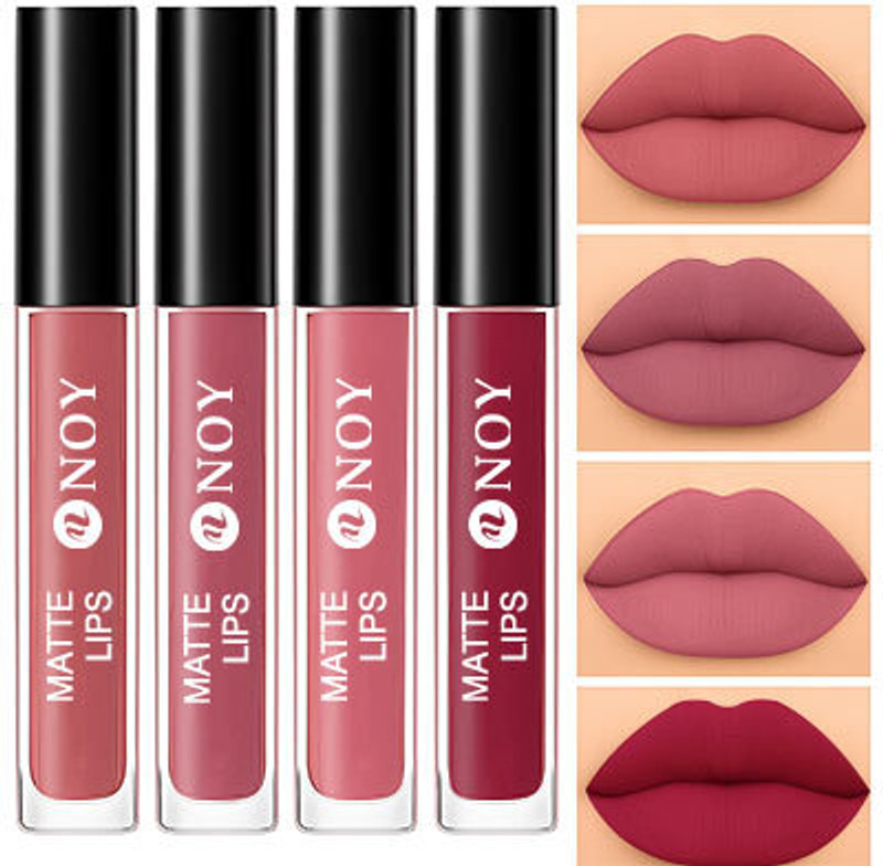 NOY Lipstick for Women Waterproof Ultra Matte Pigment Strong Shade Nude Lipstick(Creamy Nude, Rose Nude, Peach Nude, Red Wine, 16 ml)