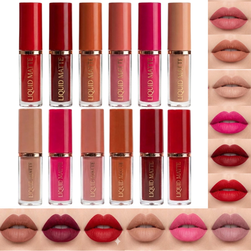 HUDA CRUSH 12 PCS Liquid Matte Lip Gloss Lipstick | Long-Lasting Waterproof Combo for Women(multicolour, 35 ml)