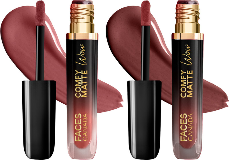 FACES CANADA Comfy Matte Wow Liquid Lipstick - Latte Girl Era | Combo Set of 2 |(Choco Couture 01 + Cocoa Crush 07, 7.6 ml)