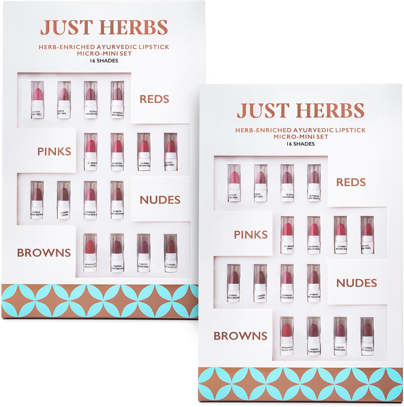 Just Herbs Ayurvedic Lipstick Micro-Mini Kit - 16 Shades Pack Of 2(Multicolor, 9.6 g)