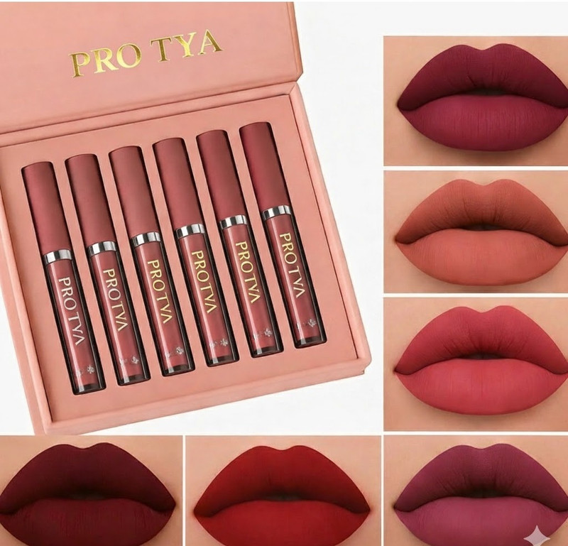 Pro Tya Long-Lasting Wear Non-Stick Waterproof Velvet Matte Liquid Lipstick Makeup Set(6 Items in the set)