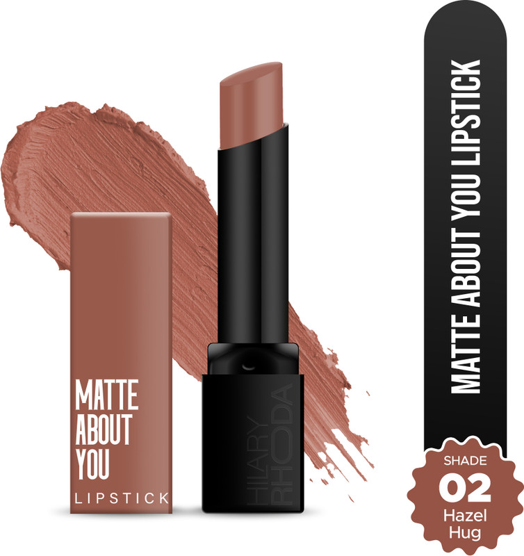 Hilary Rhoda Matte About You Lipstick | Long Lasting & Highly Pigmented | Matte Finish(Hazel Hug - Shade 02, 3 g)