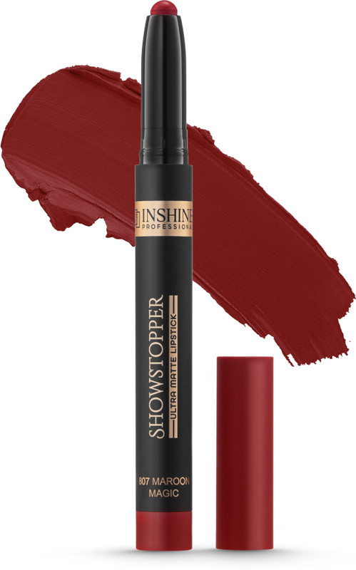 Inshine Showstopper Ultra Matte Lipstick | Water & Smudge Proof | Vitamin E & Jojoba Oil(807 Maroon Magic, 2.6 g)