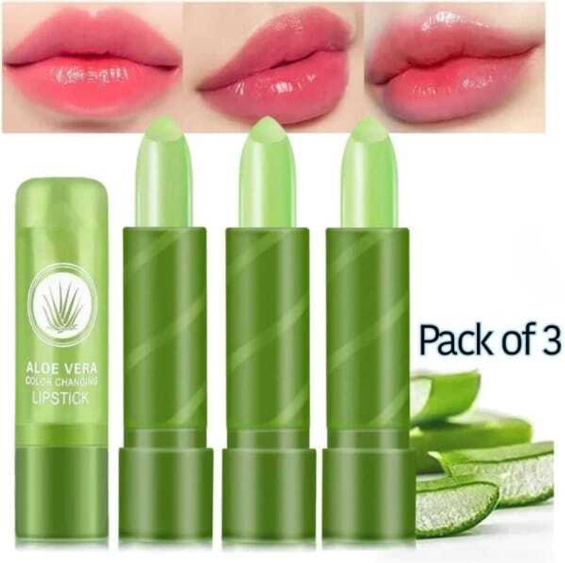 Hezruck Aloe Vera Soothing Gel Lipstick Aloe Vera(Pack of: 3, 12 g)