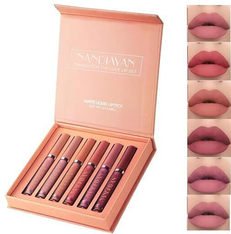 Color Sky Nandiayan Long-Lasting Wear Non-Stick Waterproof 6Pcs Matte Liquid Lipstick SetB(Multicolour, 3.5 ml)