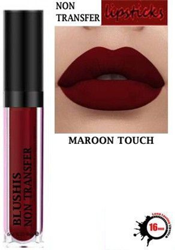 BLUSHIS Non Transfer Professionally Longlasting Liquid Lipstick(Maroon lip, 6 ml)