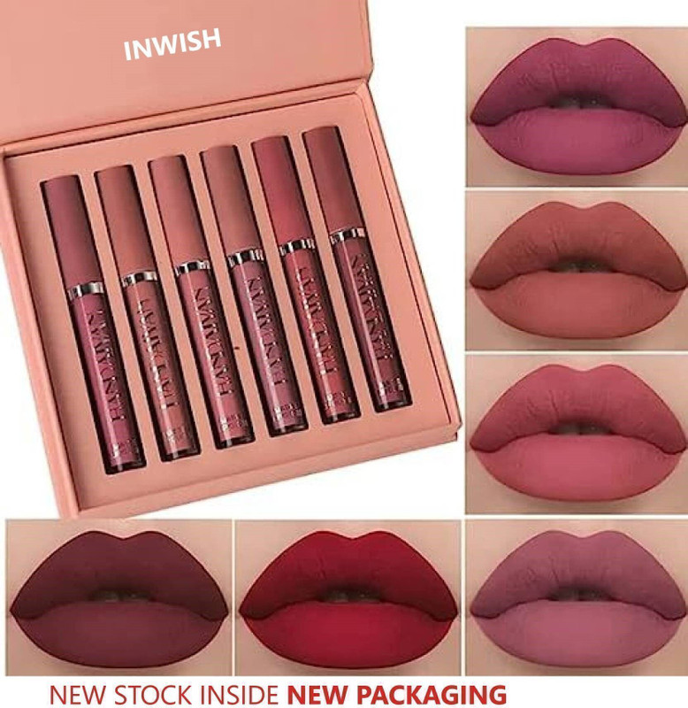 INWISH Waterproof 72Hours stay matte liquid lipstick combo pack of 6(brown shade, peach, rose baby pink, light colors, nude shades, coffee, 120 g)