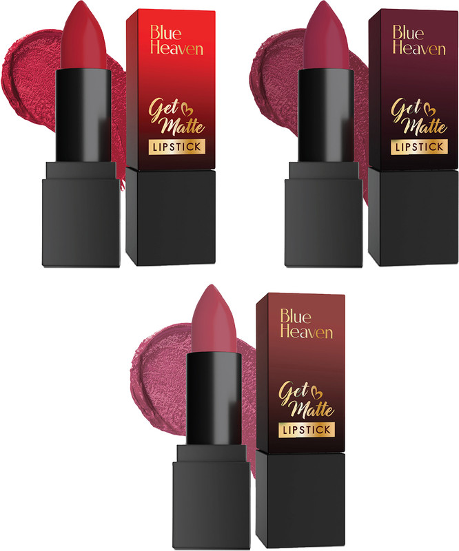 BLUE HEAVEN Getmattelipstick 4g 105R Ecom + 203M Ecom + 402Pm Ecom (Set of 3)(Multicolour, 12 g)