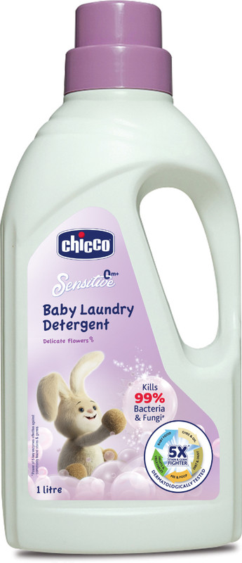 Chicco Baby Laundry Detergent, Delicate Flowers, 5X Stain & Germ Fighter, Kills 99% of Germs, Gentle on Clothes & Skin (1 L) Liquid Detergent(1 L)