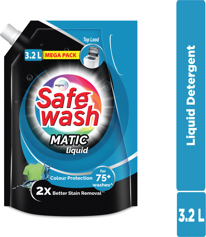 SafeWash Top Load Matic Premium Refill Pouch with Colour-Protect Technology Fresh Liquid Detergent(3200 ml)