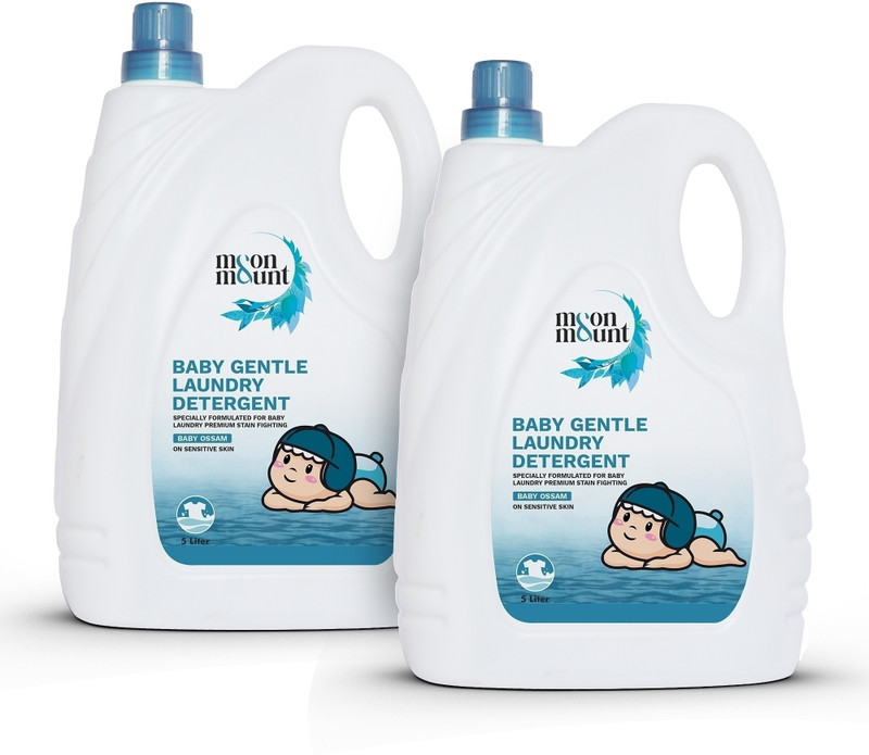 Moon & Mount Baby Liquid Detergent | Stain Fighting Formula | Blossom Liquid Detergent Aqua Liquid Detergent(2 x 5 L)