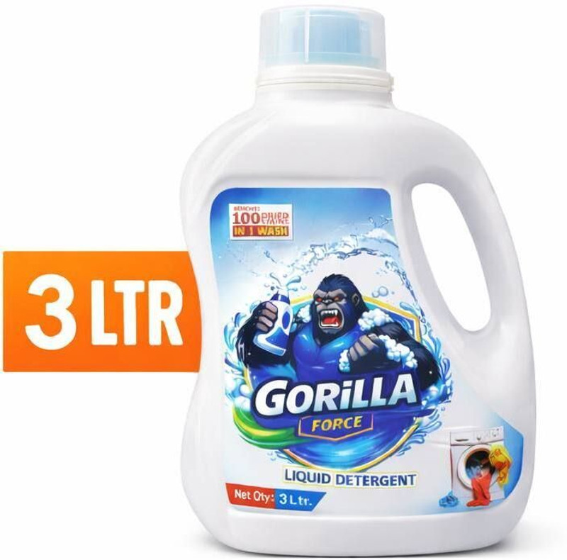 girgit gorila force liquid detergent gel 2-in-1 best for front load and top load Fresh Liquid Detergent(3 L)