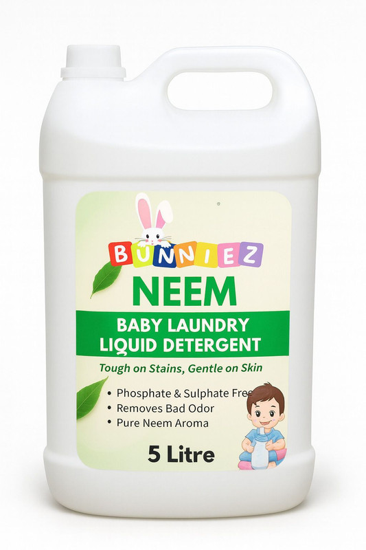 Bunniez Gentle Baby Laundry Detergent, pH balanced Phosphate & Sulphate Free Wash Liquid Neem Liquid Detergent(5000 ml)