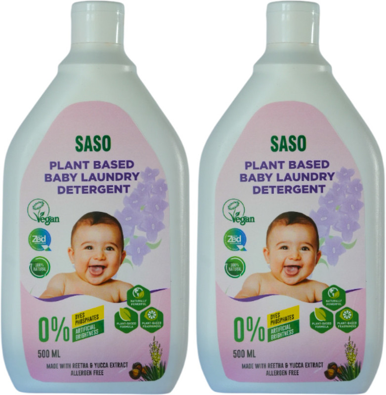 saso Baby Laundry Detergent |Natural & Plant-Based |Gentle & Toxin-Free Lavender Liquid Detergent(2 x 500 ml)