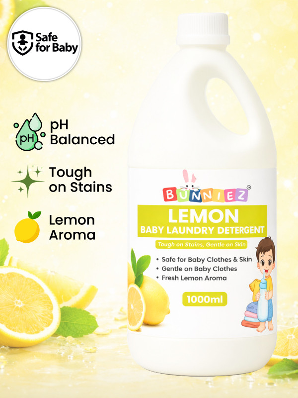 Bunniez Baby Laundry Detergent for Baby Clothes Kills Bacteria Free From Harsh Chemicals Lime Liquid Detergent(1 L)