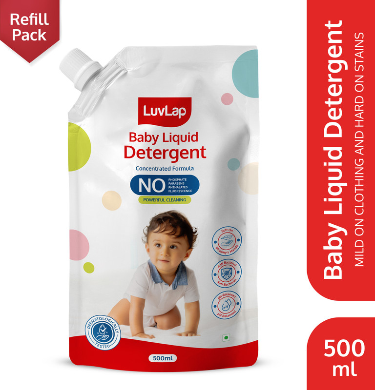 LuvLap Baby Laundry Detergent Refill pack- 500ml, pH Balanced Dermatologically tested Liquid Detergent(500 ml)