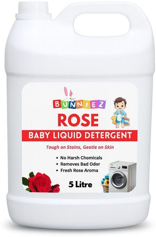 Bunniez Baby Laundry Detergent – Safe, Mild & Free from Harsh Chemicals Rose Liquid Detergent(5000 ml)