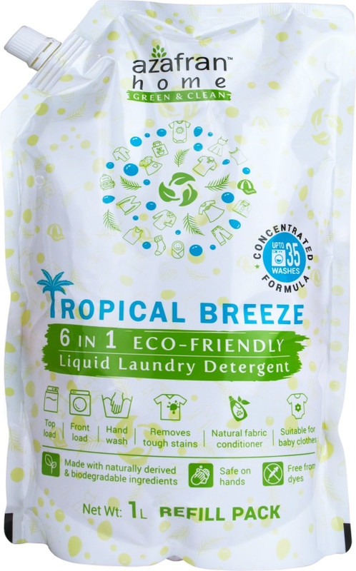 Azafran Home 6 in 1 Eco-Friendly Laundry refill pack Liquid Detergent(1 L)
