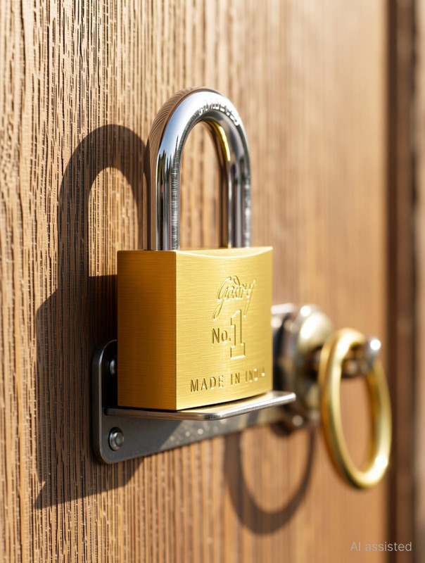 Godrej Locks No. 1 Made in India 60mm Padlock, Hardened shackle Padlock(Gold)