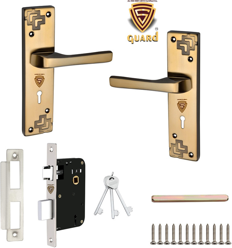 S-Guard Door Heavy Duty Mortise Handle Lock Set-65MM Double Action Locking-3 Key Lock(Gold)
