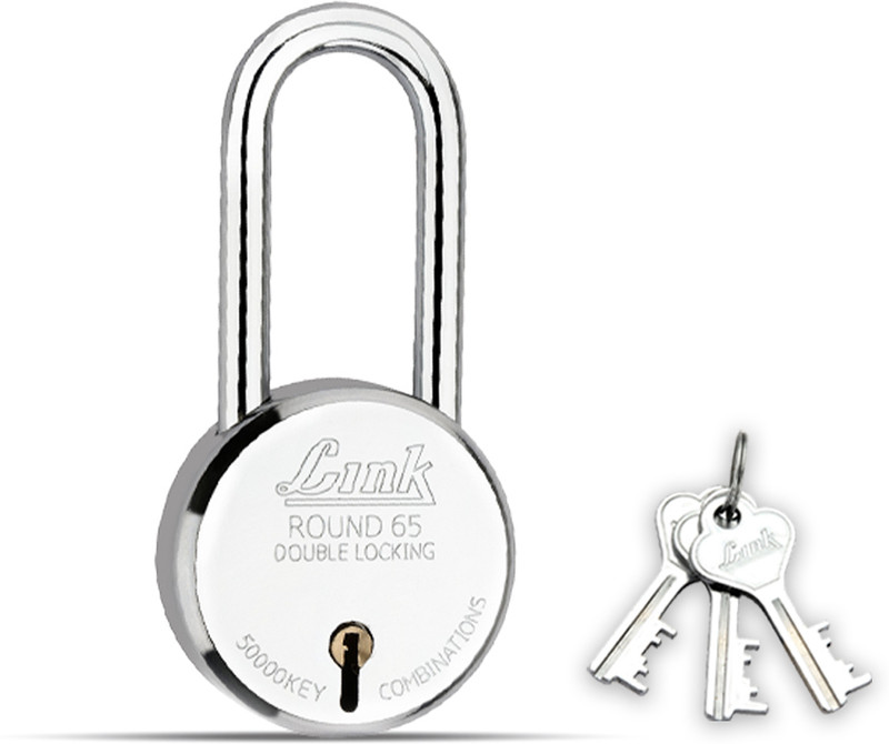 Link 65mmNew Round Long Shackle 5Pcs Set|Steel Body|Made in India Padlock(Silver)