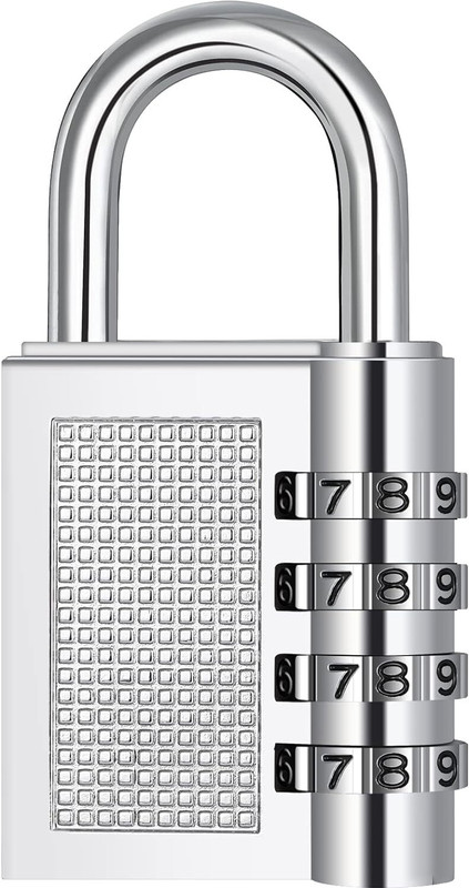 TRP Traders 4 Digit Combination Padlock for School Gym Locker Padlock with Code Luggage Lock Padlock(Silver)