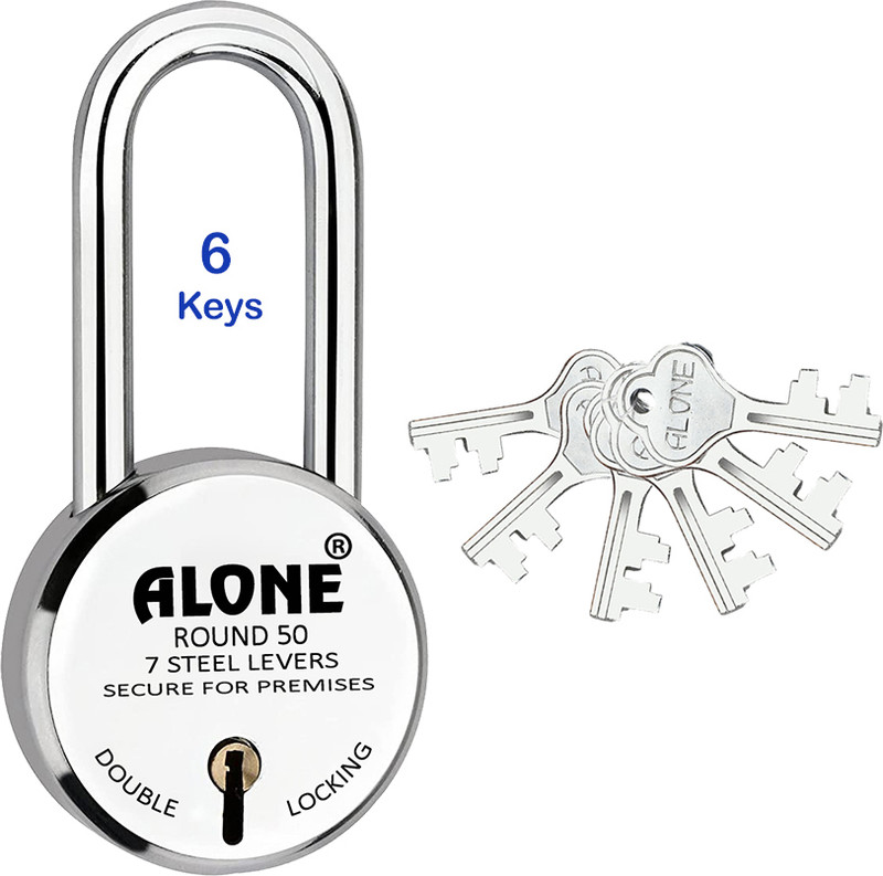 alone Round 50mm Long Neck 6 Keys Padlocks for home door gate shutter shop Padlock(S.S)
