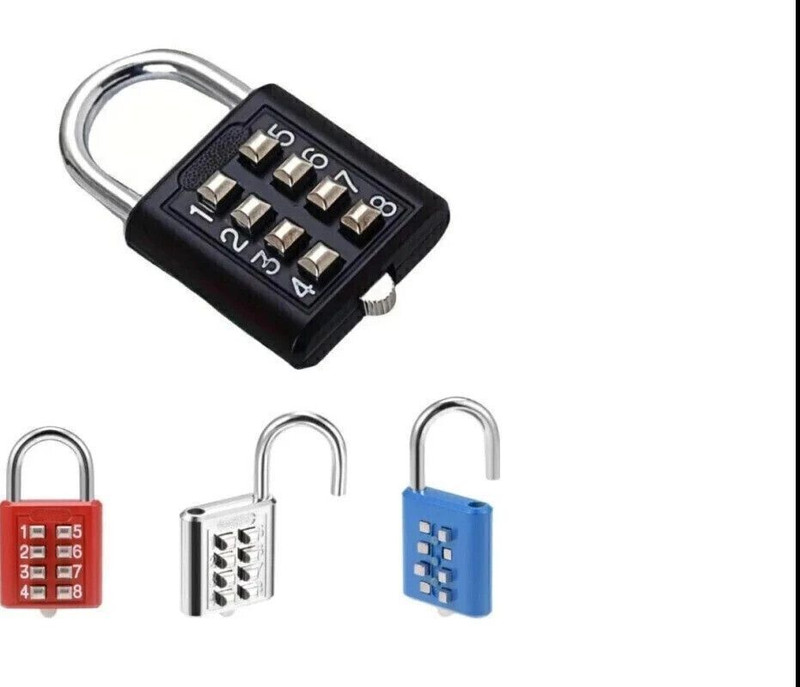 Sindhia 8 Digit Push-Button Combination Number Code Padlock | For Door/Bag/Locker ,etc Lock(Multicolor)