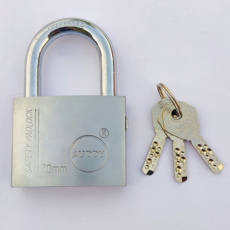 Any Fashion Auddy 70 MM [ BIG LOCK ] WITH 3 COMPUTER KEYS Padlock(Silver)