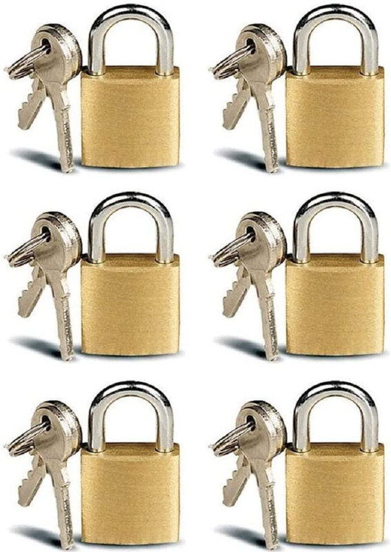Eagean 3 Pack Mini Locks with Keys for Luggage, Backpacks, Copper Tiny Padlocks (25mm) Lock(Gold)
