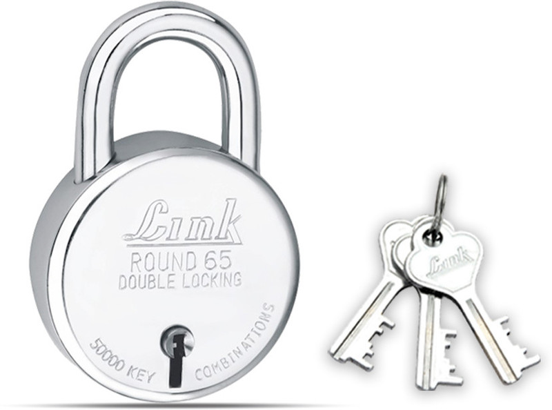 Link 65mm New Round | Steel Body | Made In India Padlock(Silver)
