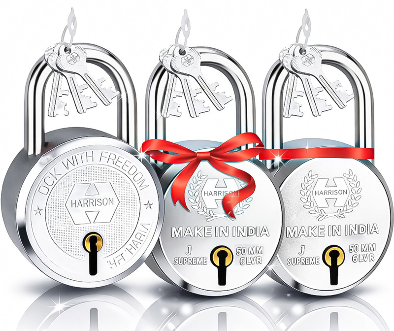HARRISON Lock Buy 1 Get 2 Free/ 1 Lock 60mm 0673 with 2 Lock 50mm 0656 Padlock(Bright Chrome Polished)