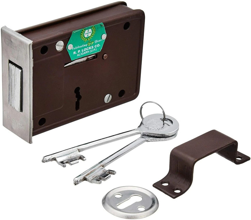 HARRISONLOCK H-0223 Iron Six Lever Godown Lock Set Padlock(Brown, Silver)
