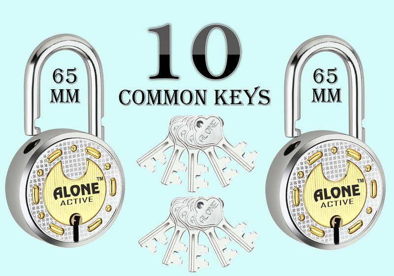 alone Round 50mm Lock for Home Gate Shop & Shutter, 12 Same Keys 4 Lock (pack 4) Padlock(Chrome)