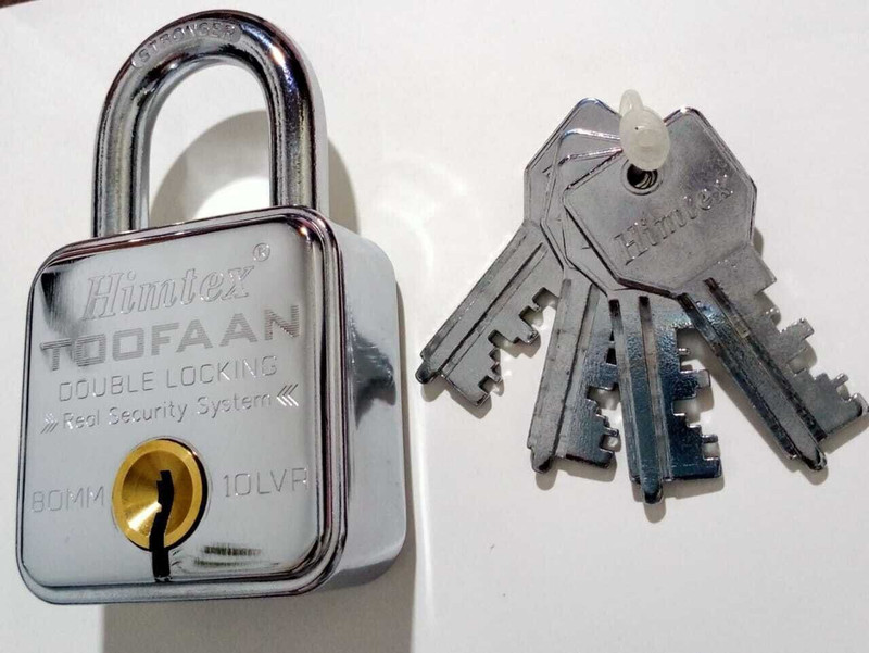 wrestler 80MM TOOFAN PADLOCK DOUBLE LOCKING, 10 LEVERS, 4 KEYS Lock(Silver)