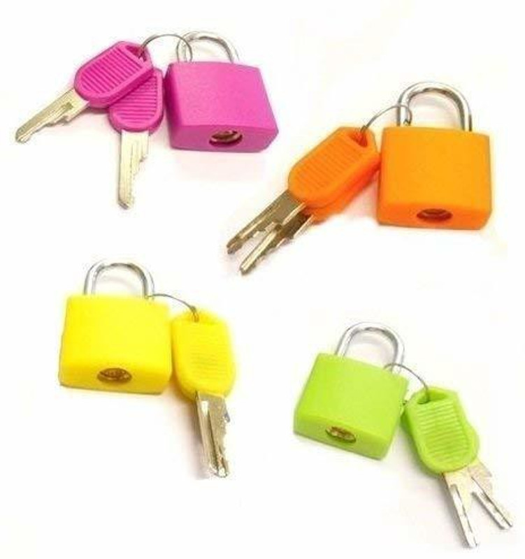 Sindhia 4 Pcs Small locks for Securing Luggage While Travelling Along with keys Padlock(Multicolor)