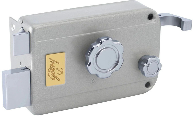 Godrej Locks rim lock satin silver 1-ck (inside opening) Lock(Silver)