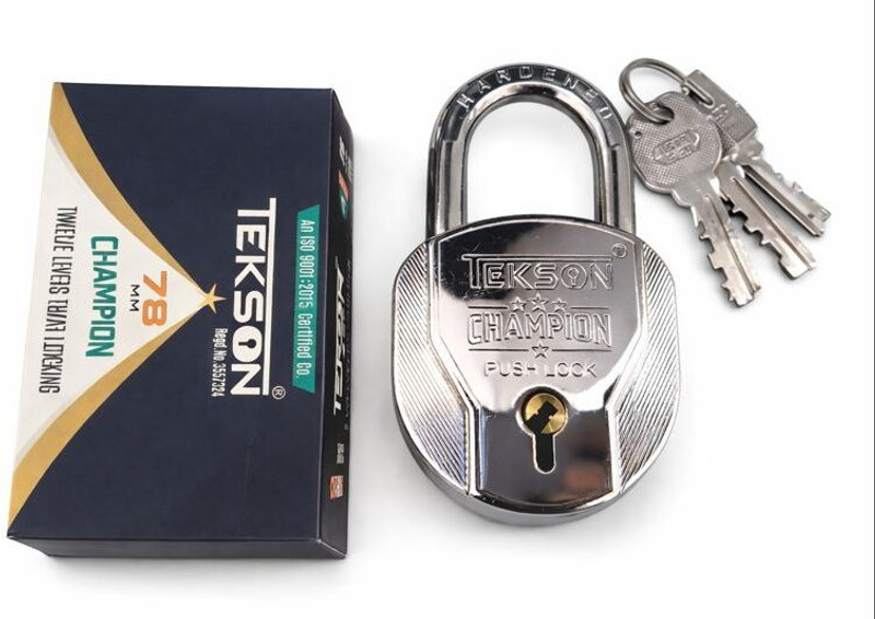 TEKSON 78 MM 3 Keys Double Locking Heavy Duty Lock(Silver)